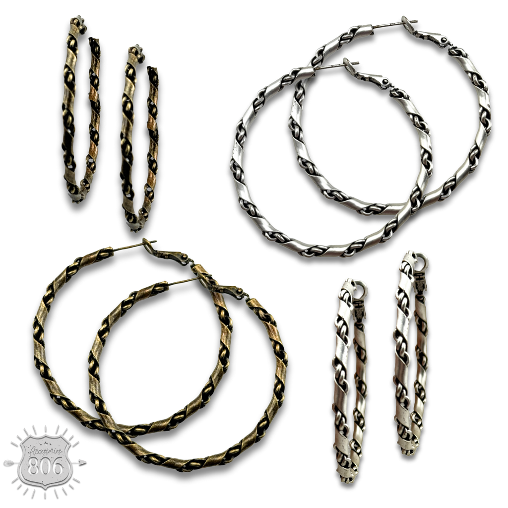 Chain twist wrap hoop earring