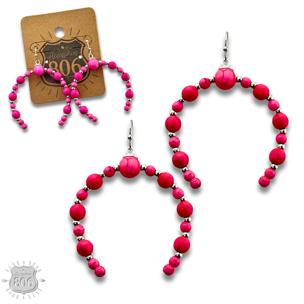 Stone bead arch earring