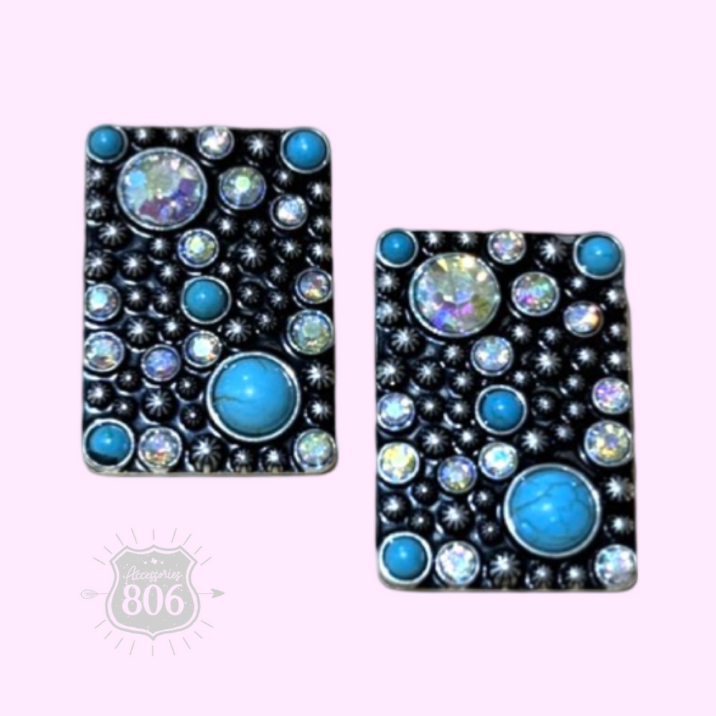 Western burnished rectangle earring