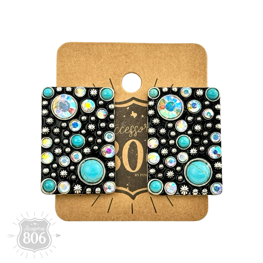 Western burnished rectangle earring