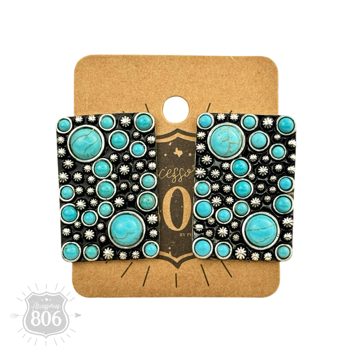 Western burnished rectangle earring