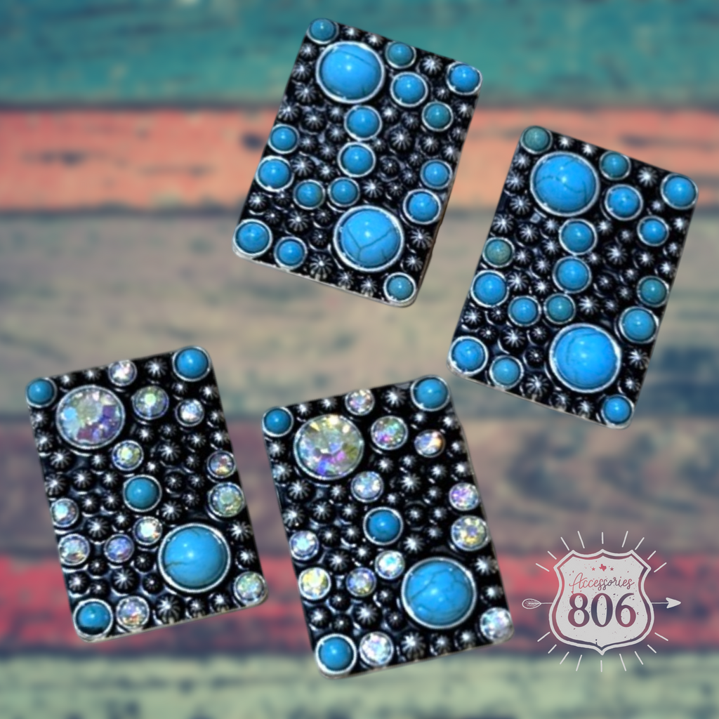 Western burnished rectangle earring