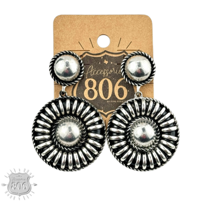 Western silver large statement earring