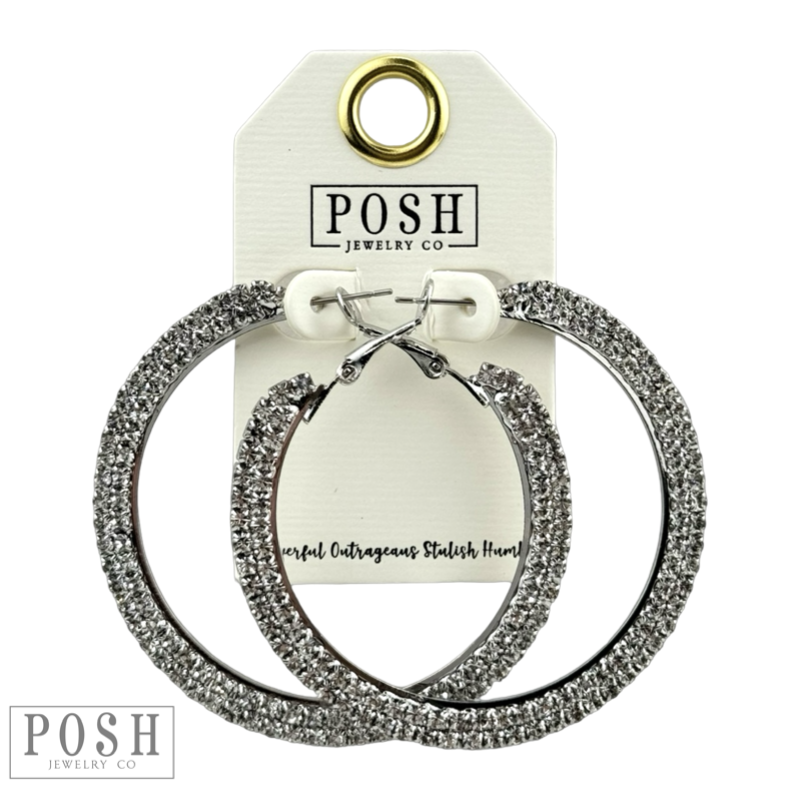 Tiny rhinestone hoop earring
