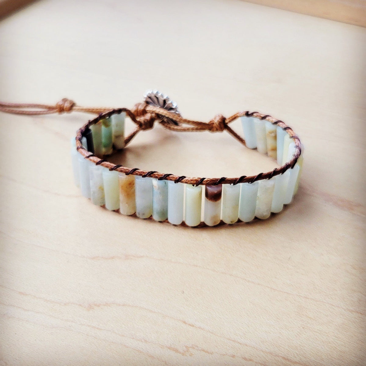 **Woven Amazonite Stacked Stone Beaded Bracelet 810m