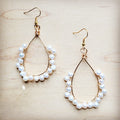 **Wire Wrapped Freshwater Pearl Beaded Hoop Earrings 218y