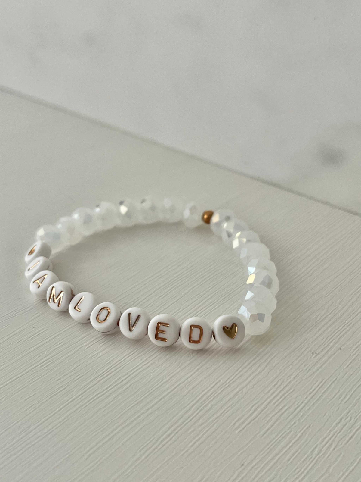 I Am Loved Pink Opal and White Bead Bracelet – Christian Jewelry