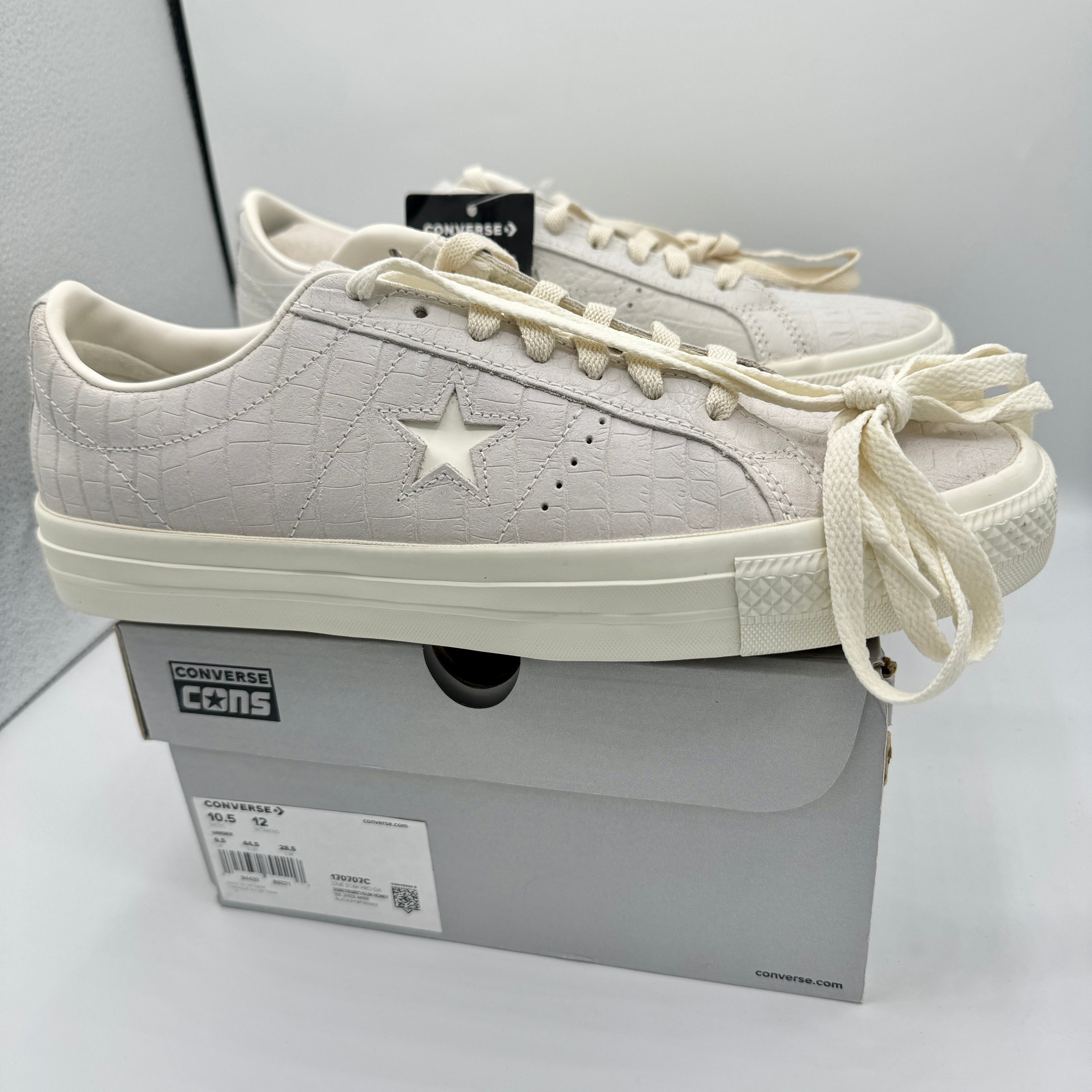 Converse One Star Pro OX Egret Grey Sneakers Croc Embossed Leather UNISEX