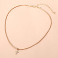 Stone Pave Cross Charm Pendant Cord Necklace