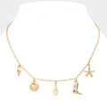 Shell Western Boots Starfish Charm Station Necklace