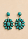 Turquoise Bloom Western Statement Earrings