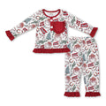 Long sleeves santa cactus  western girls Christmas pajamas