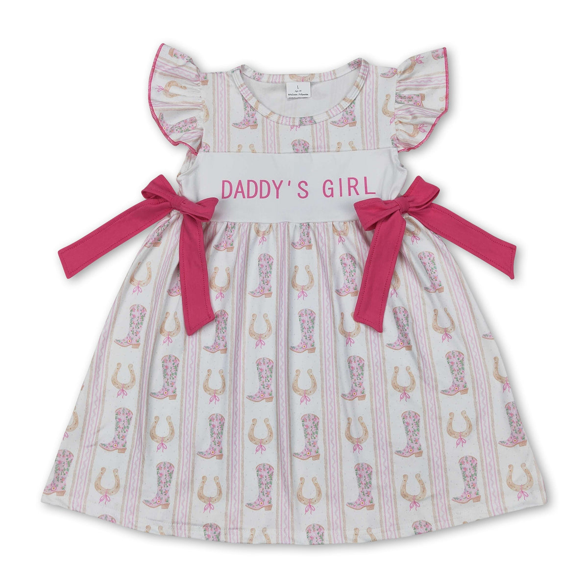 Flutter sleeves daddy's girl boots western kids dresses