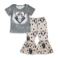 Bull skull cactus baby girls western outfits