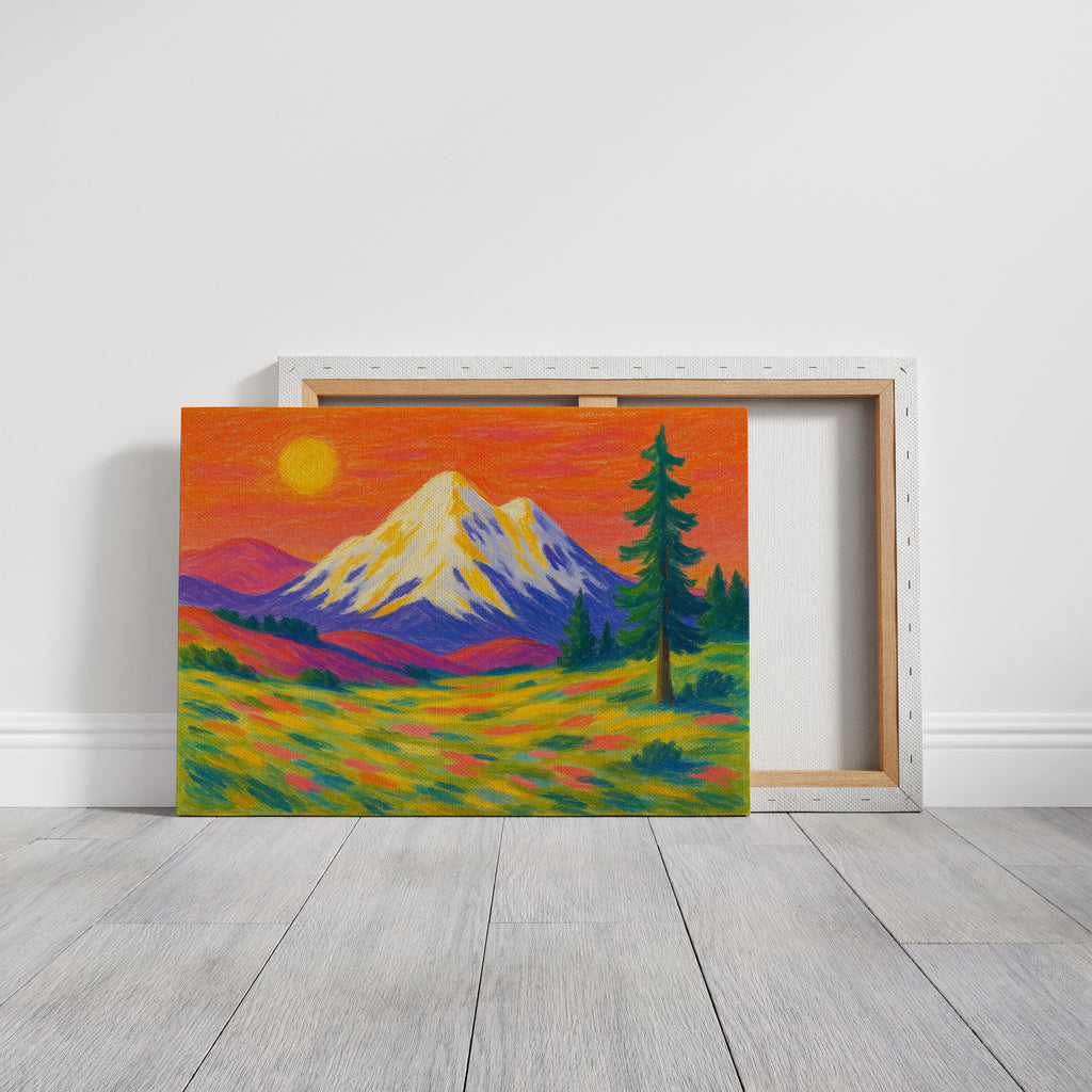 Vibrant Mountain Sunset with Flowery Meadow