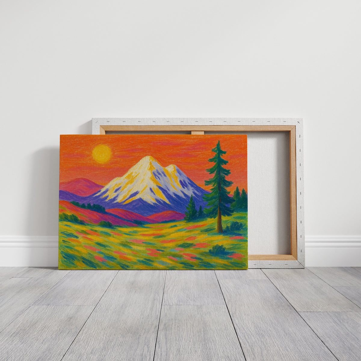 Vibrant Mountain Sunset with Flowery Meadow