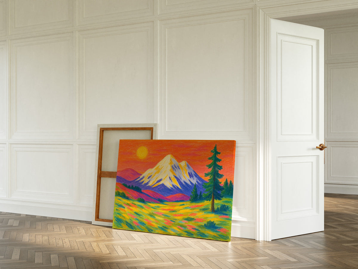 Vibrant Mountain Sunset with Flowery Meadow