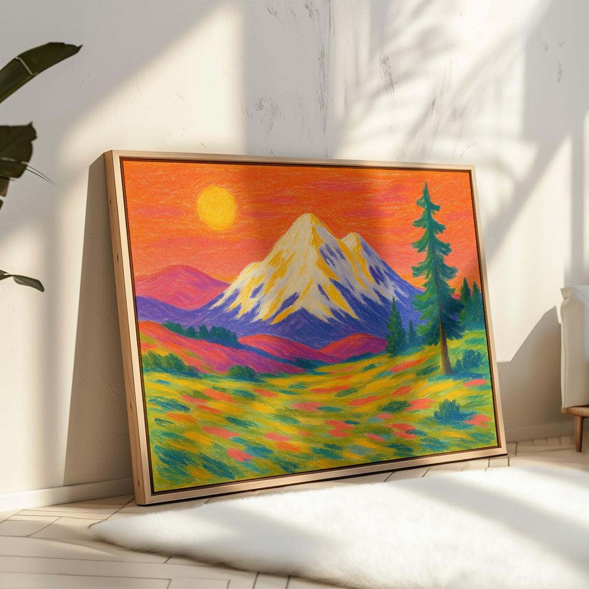 Vibrant Mountain Sunset with Flowery Meadow