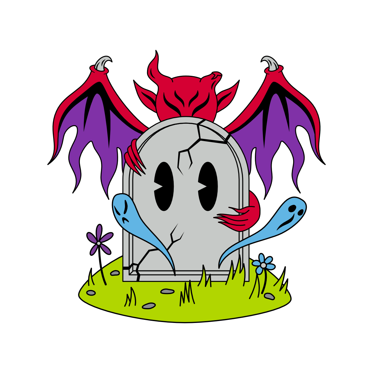 Grave Guardian - Tombstone Demon Enamel Pin