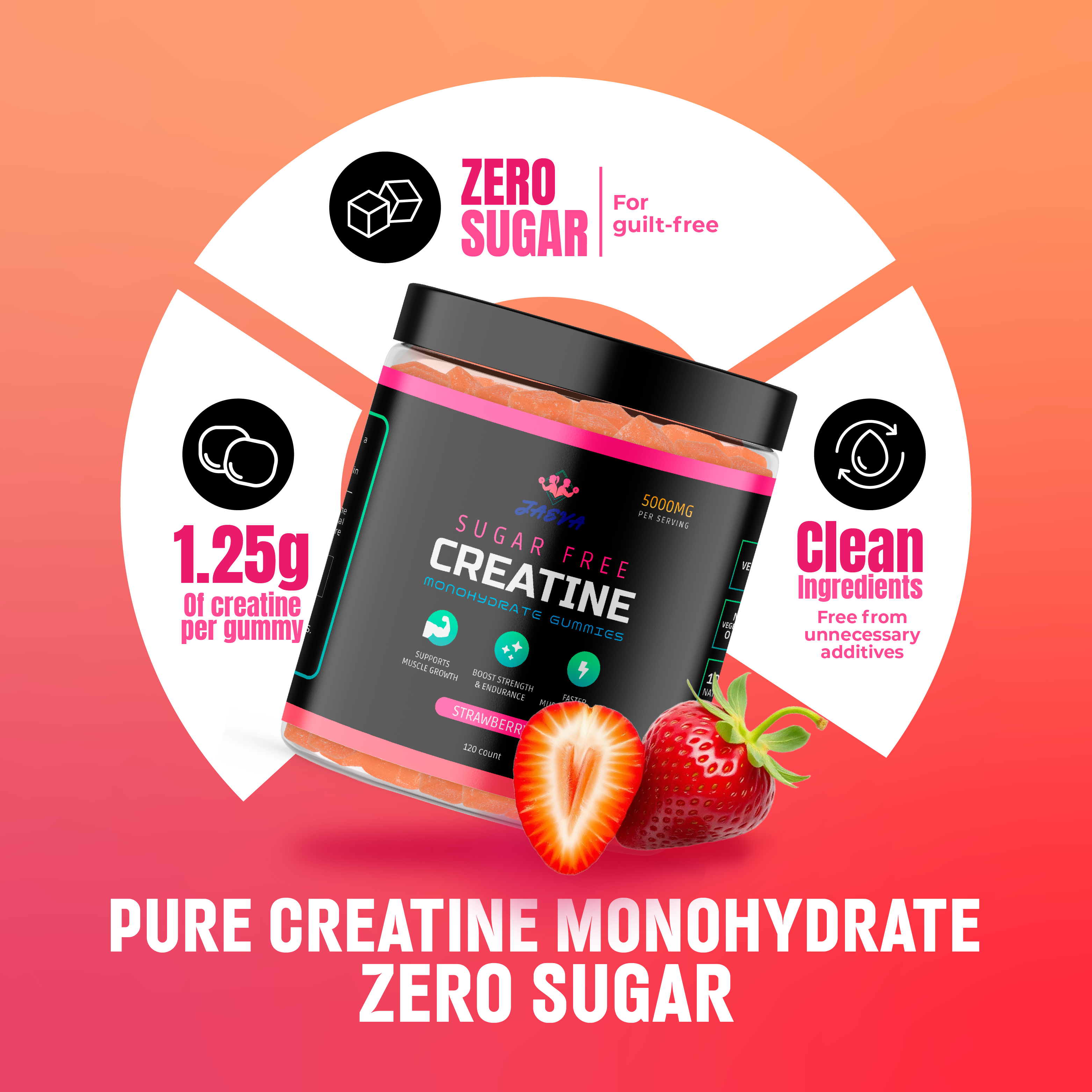 Sugar Free Creatine Monohydrate Gummies - 120 count