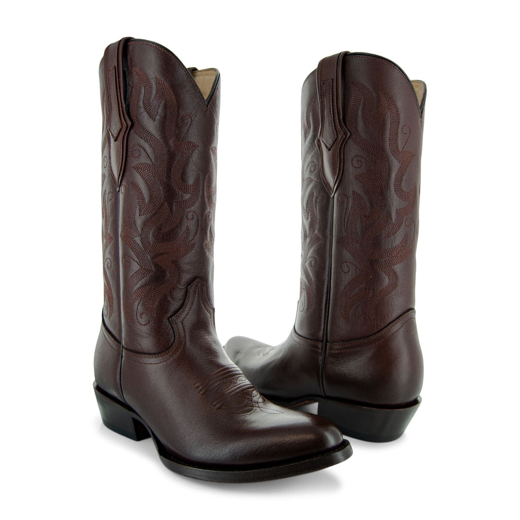 Cowboy Dress Boots | Mens Classic Round-Toe Boots (H7001-Brown)