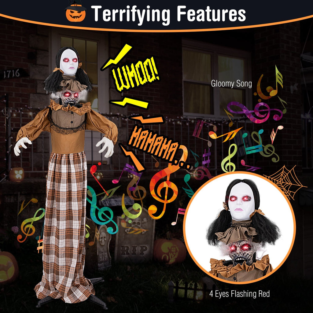 Halloween Animatronic Haunted Woman with Pop Up Head and Control Button