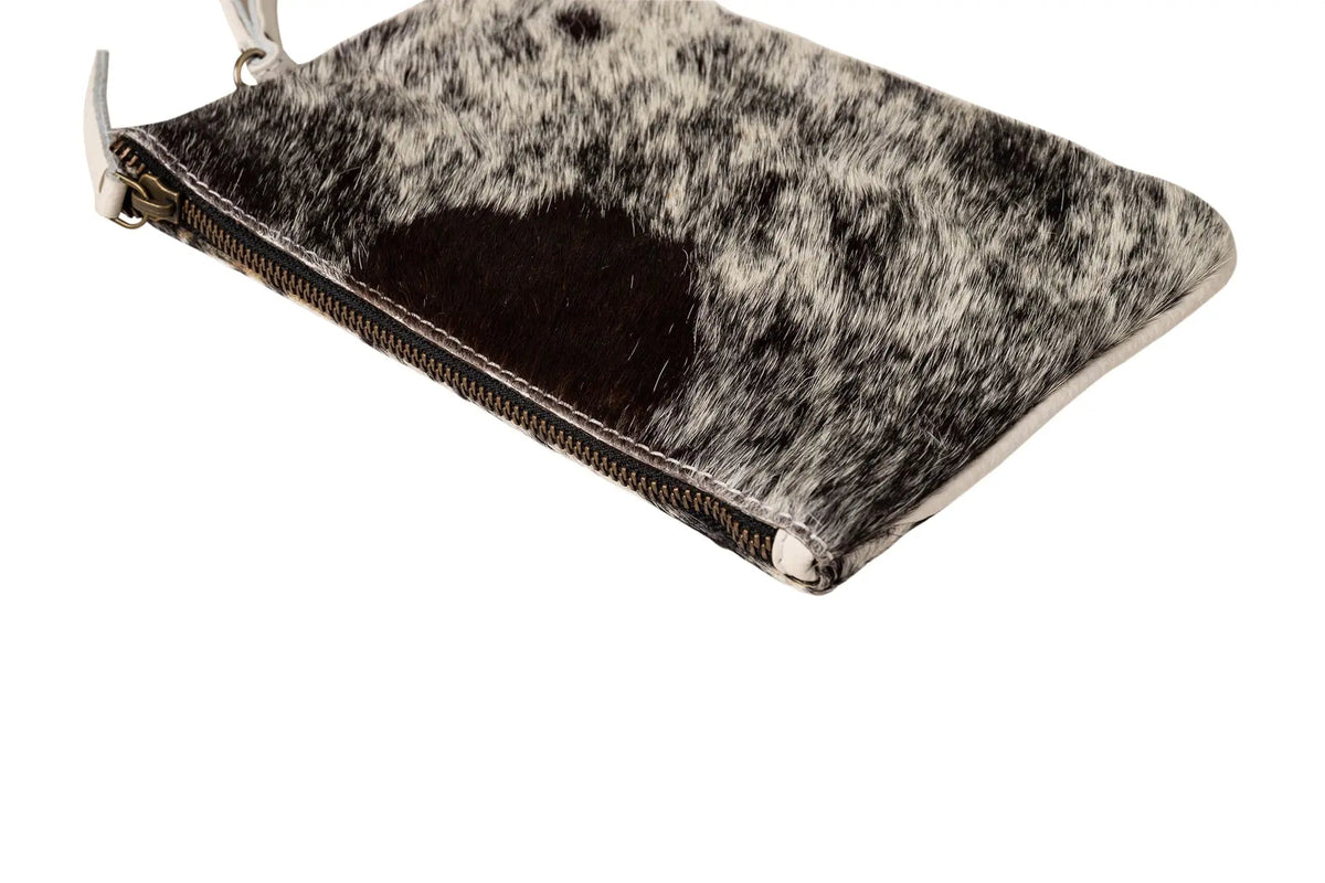 Huntley Equestrian Cowhide Wristlet Handbag Small with Zipper