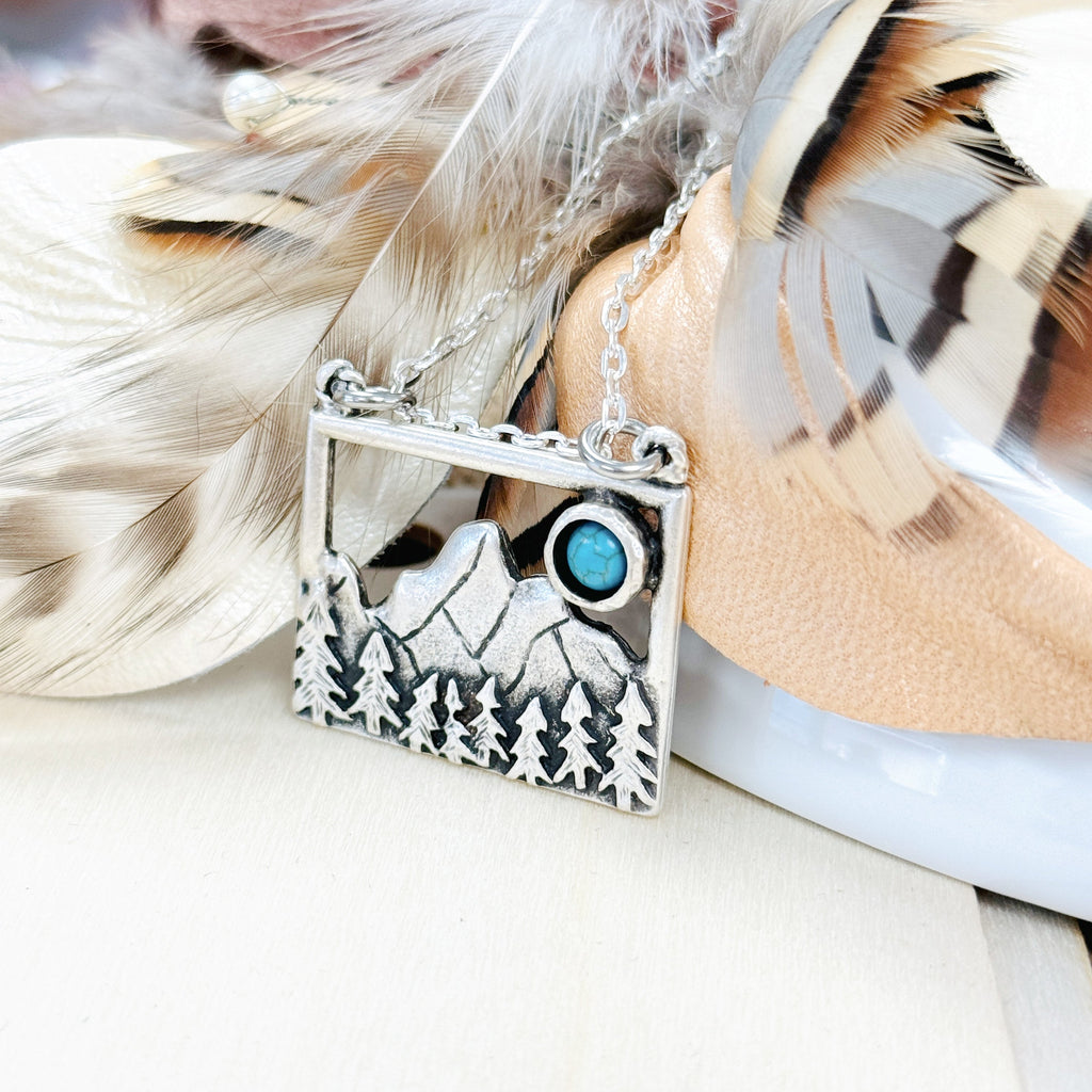 Turquoise Mountain Necklace Bohemian Western Nature Inspired Jewelry