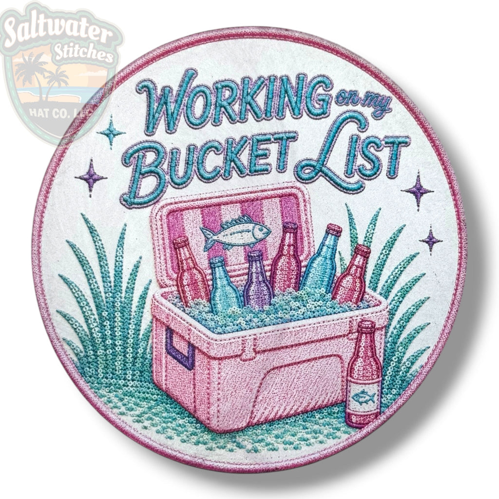Working on My Bucket List UV Printed Embroidery Look Patch