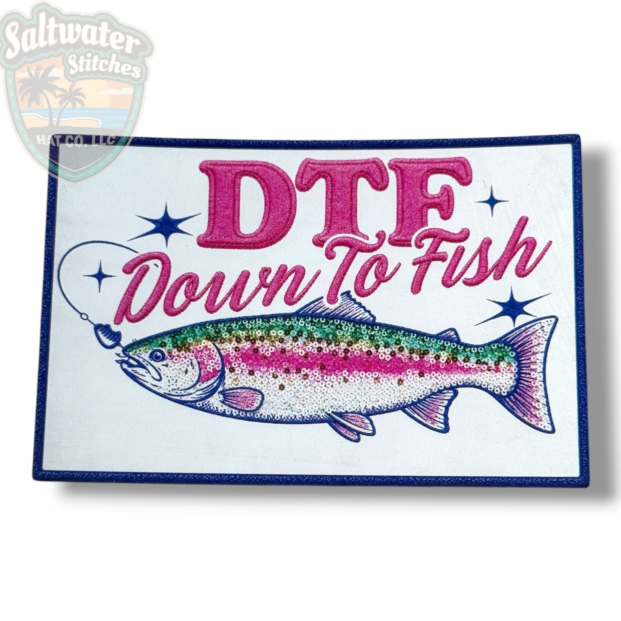 DTF Down To Fish UV Printed Embroidery Look Patch