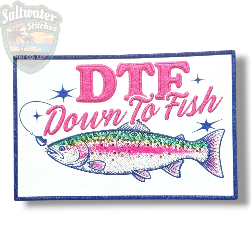 DTF Down To Fish UV Printed Embroidery Look Patch
