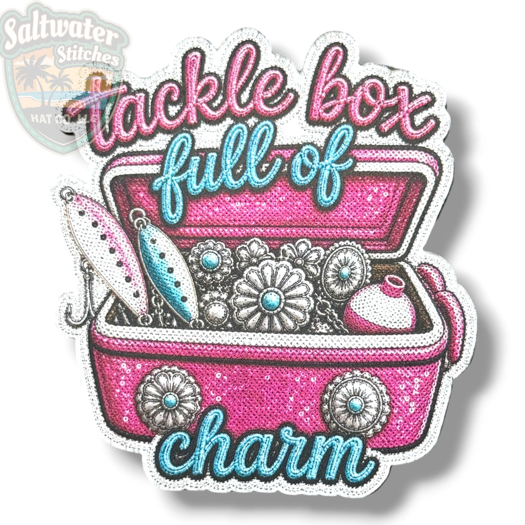Tackle Box Full of Charm UV Printed Embroidery Look Patch