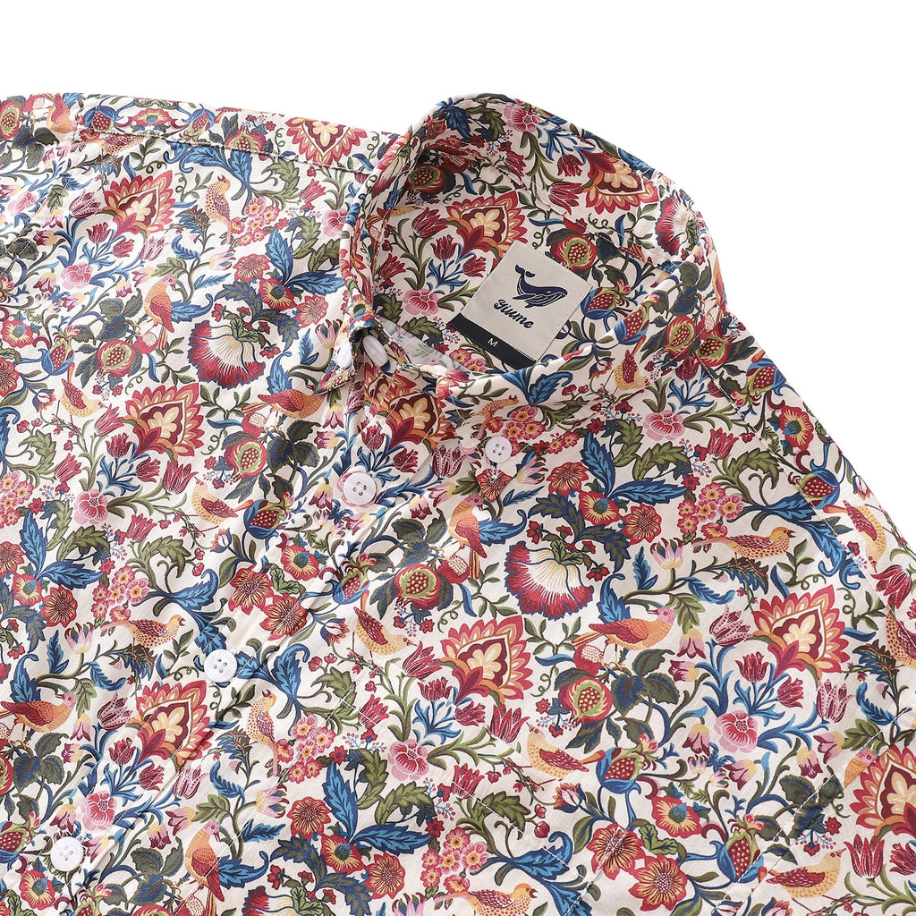 Men's Hawaiian Shirt Rural Charm Print Cotton Button-down Short Sleeve Aloha Shirt By Amy