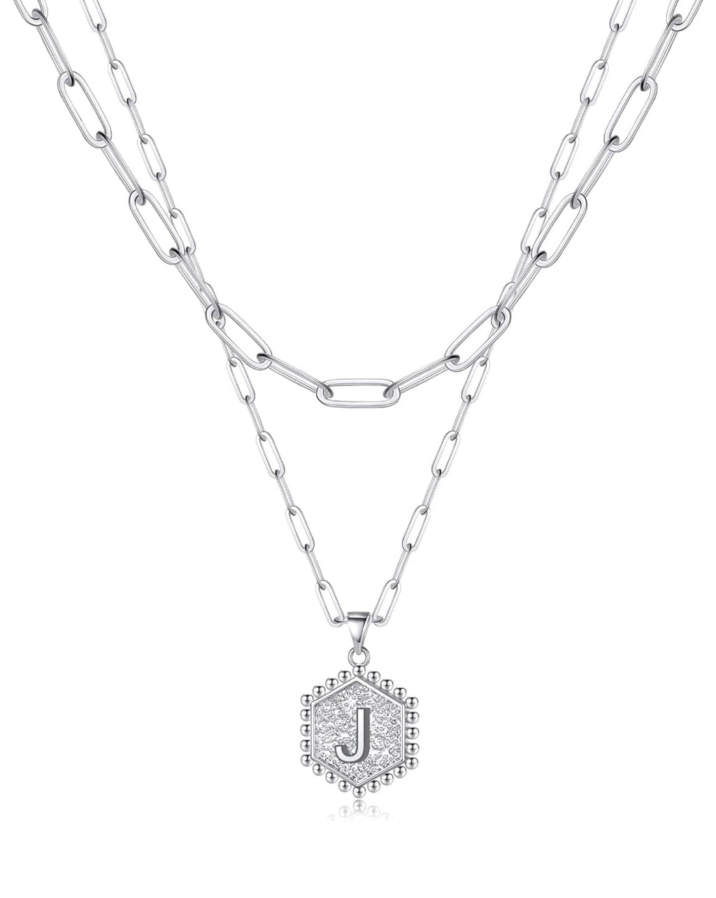 Beautiful Silver Layered Initial Necklaces (A-Z)