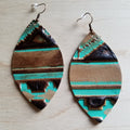 **Leather Oval Earrings in Turquoise Navajo 217f