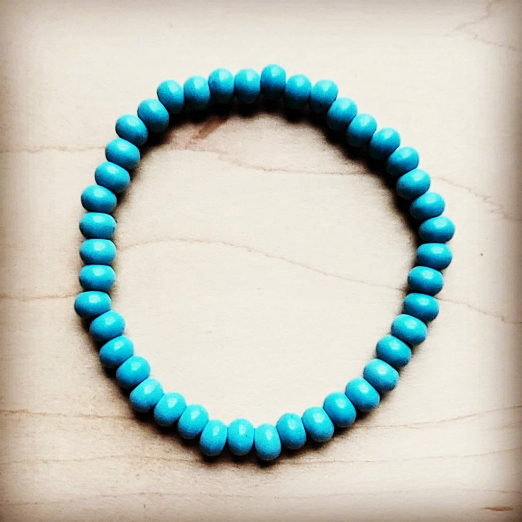 Blue Turquoise Stackable Stretch Beaded Bracelet 800u