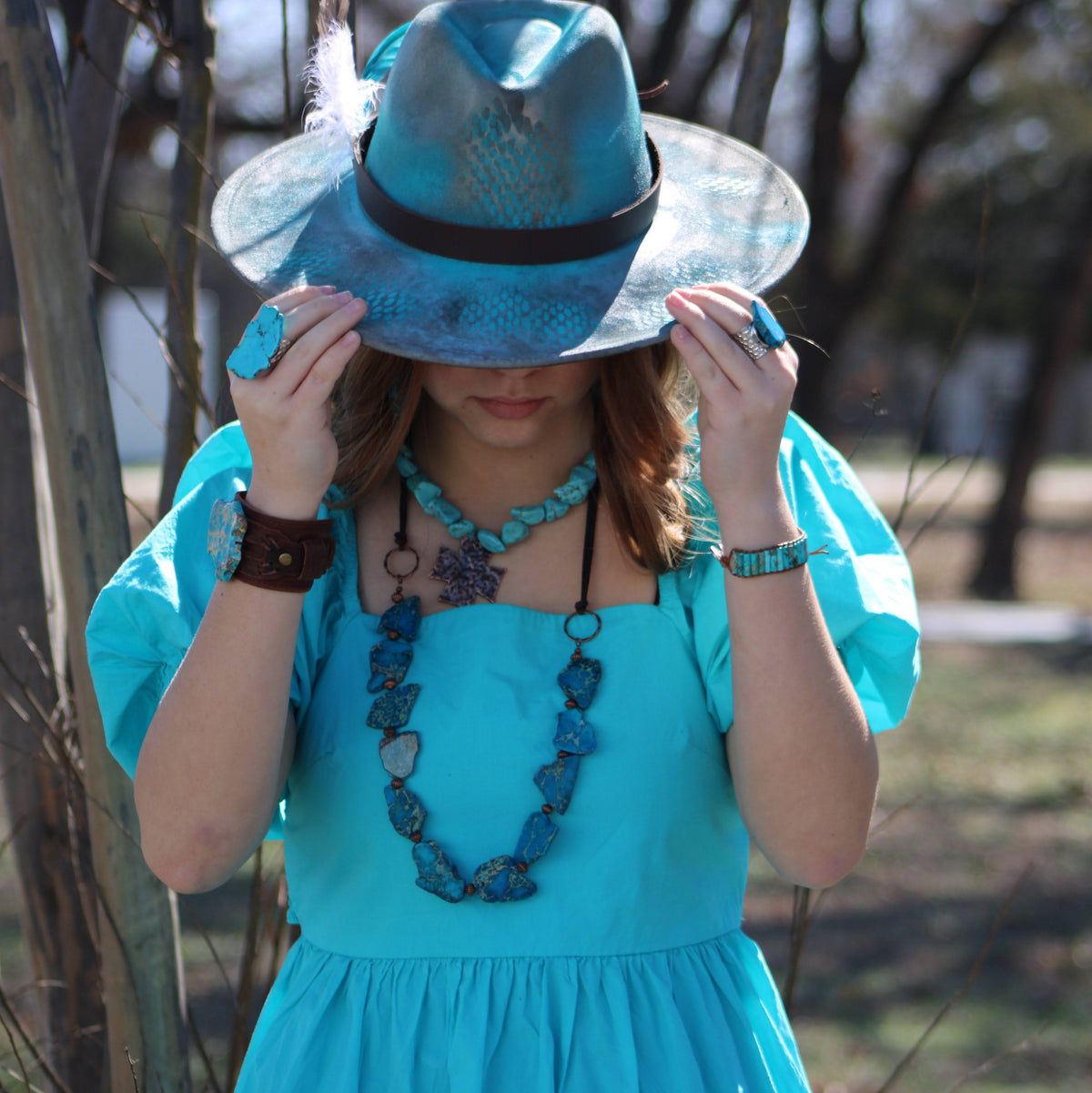 Blue Regalite Chunky Statement Ring 012k