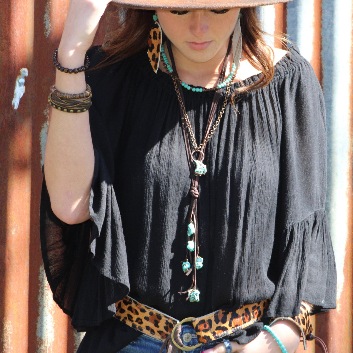 Wood Disc Beaded Stretch Bracelet 800oa
