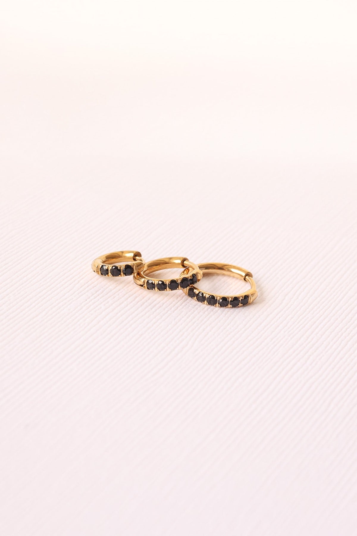 Micro Crystal Hoop in Black