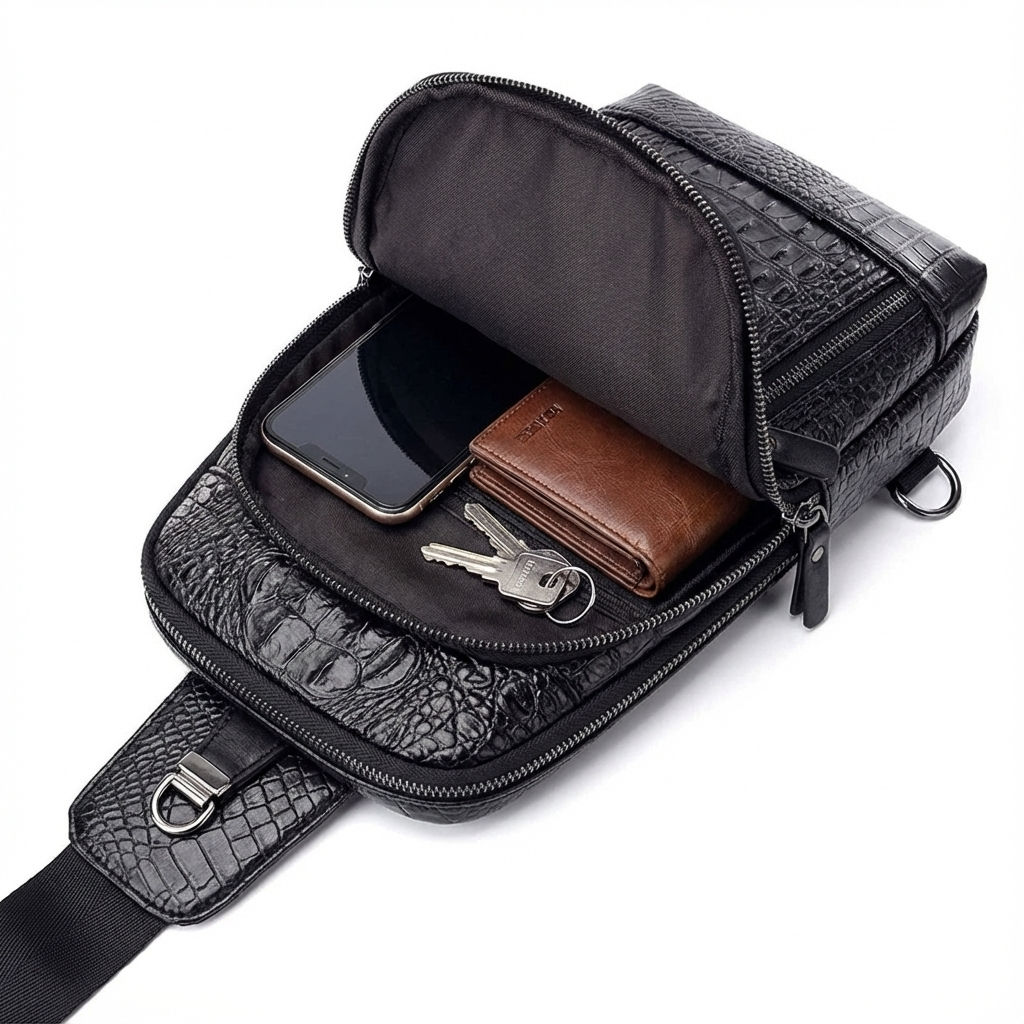 Men's Croc-Embossed Vegan Leather Sling – Refined Daily Carry
