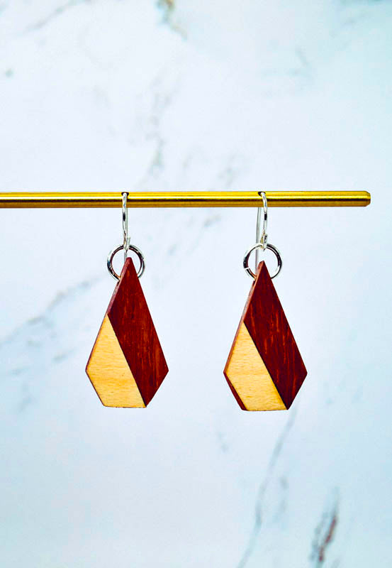 Cone Wood Earrings | Two-Tone Inlay