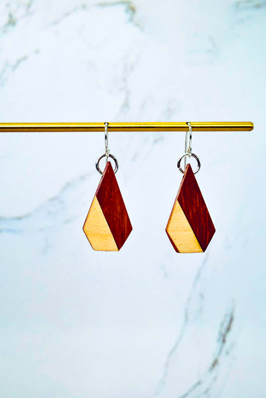 Cone Wood Earrings | Two-Tone Inlay