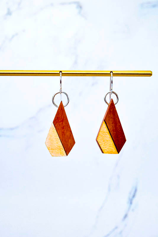 Cone Wood Earrings | Two-Tone Inlay