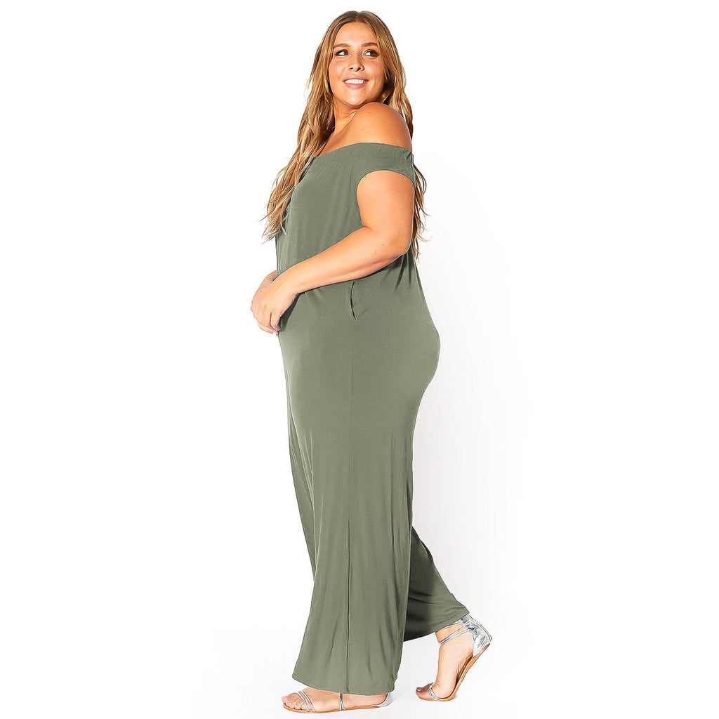 Plus Size Off-Shoulder Wide Leg Jumpsuit - Bellatrix
