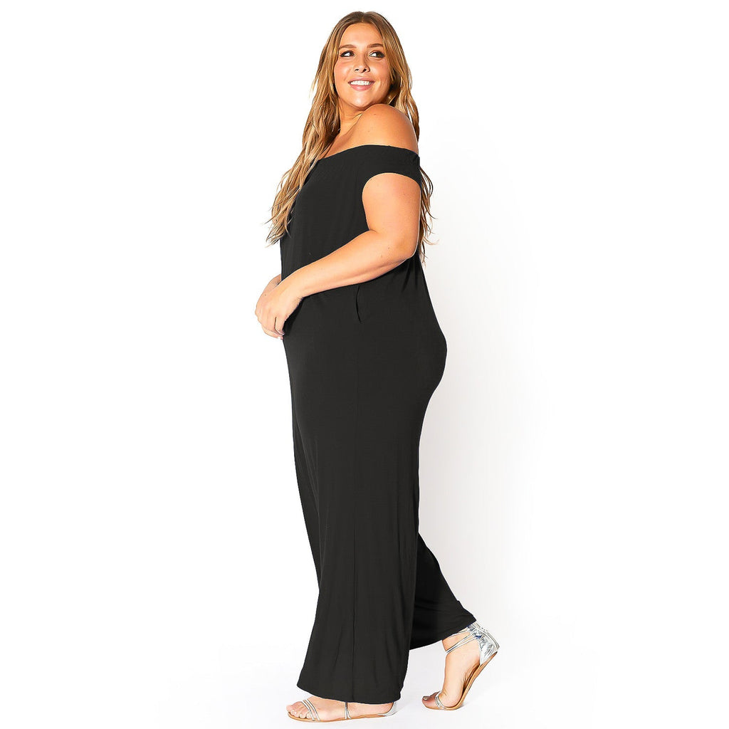 Plus Size Off-Shoulder Wide Leg Jumpsuit - Bellatrix