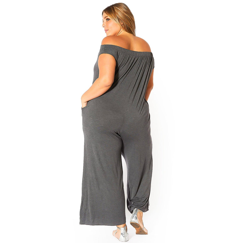 Plus Size Off-Shoulder Wide Leg Jumpsuit - Bellatrix