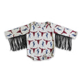 Cow cactus long sleeves tassels baby western romper