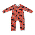 Orange cows long sleeves baby kids western romper