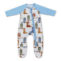 Blue ruffle boots western baby boys footed zipper coveralls