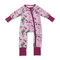 Pink boots candy cane gift baby western Christmas zipper romper